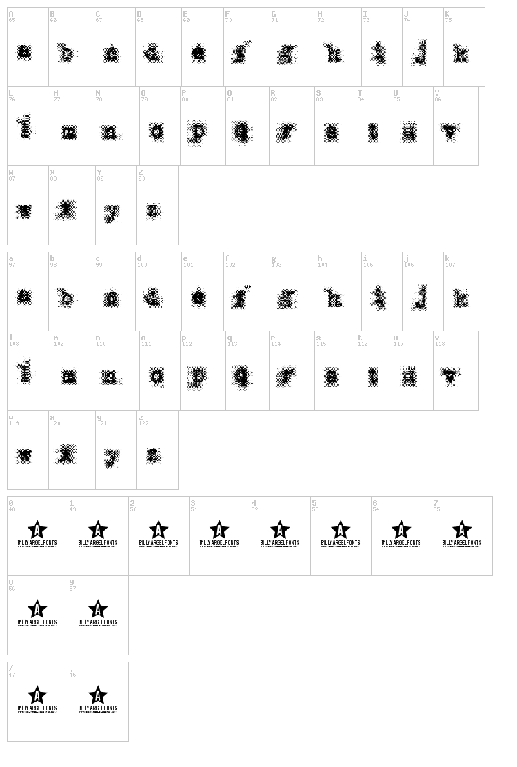 Punkbabe font map